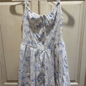 Floral Blue and White Mini Dress